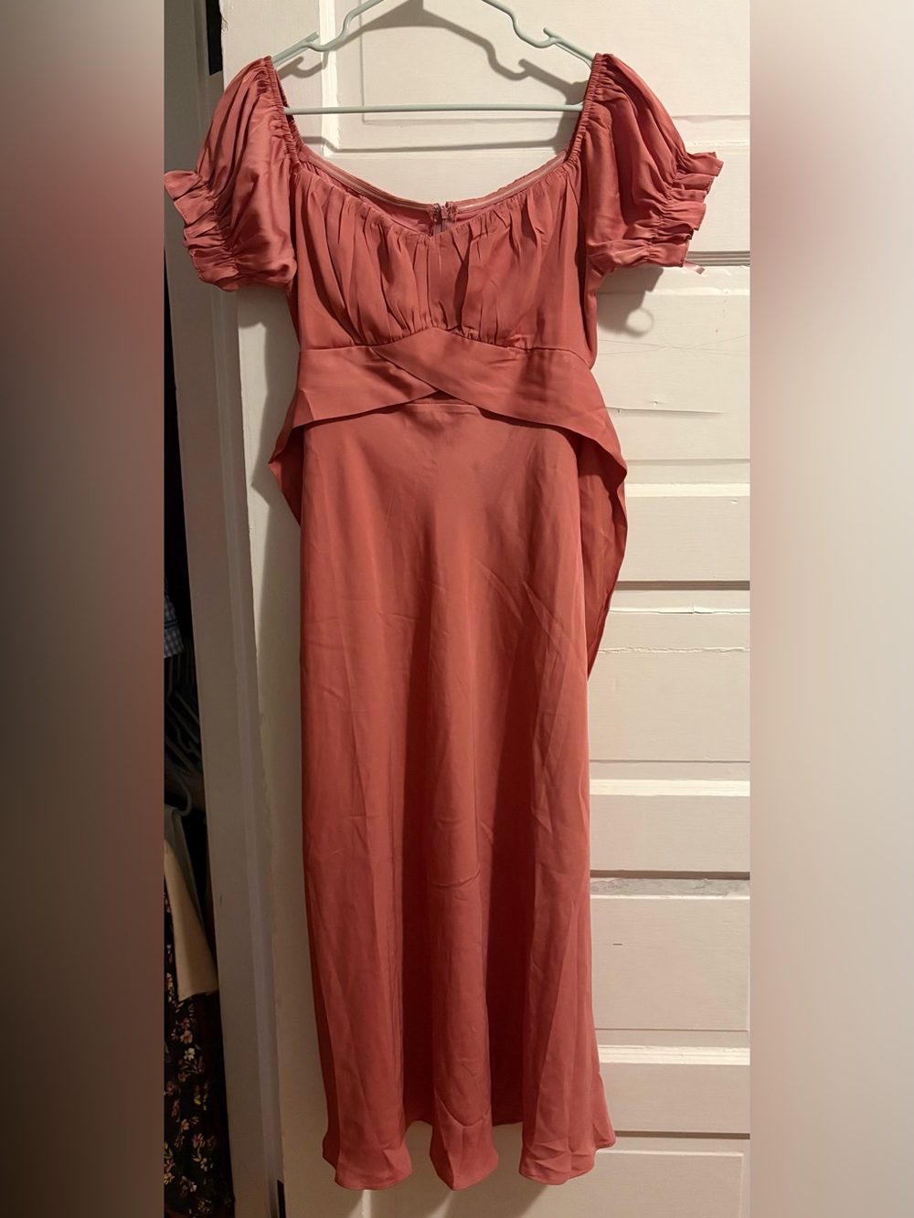 NWT Petal + Pup Oralie Dress Dusty Pink Midi Puff Sleeve US 10